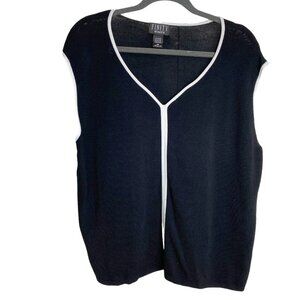 Finity Womens Black Knit Sleeveless V-Neck Tank Top with White Trim Size 3X